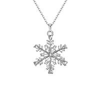 Ever Faith Winter Snowflake Pendant Necklace Rhinestone Crystal Christmas Jewelry for Women White Silver-Tone