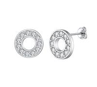 EVER FAITH Women's 925 Sterling Silver Pave Cubic Zirconia Initial Alphabet Letter O Stud Earrings Clear