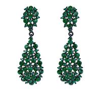 EVER FAITH Women's Austrian Crystal Art Deco Vintage Style Dangle Pierced Earrings Emerald Green