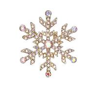 Ever Faith Women's Austrian Crystal Elegant Winter Snowflake Flower Brooch Iridescent Clear AB Gold-Tone