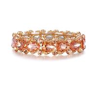 Ever Faith Women's Austrian Crystal Wedding Bridal Floral Tear Drop Elastic Stretch Bracelet Champagne Color