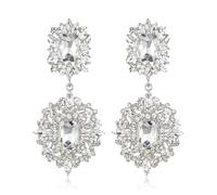 EVER FAITH Women's Crystal Wedding Art Deco Vintage Style Gatsby Chandelier Dangle Earrings Clear Silver-Tone