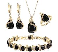 Ever Faith Women's Cubic Zirconia Jewellery Set Black Gold-Tone