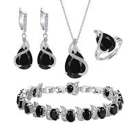 Ever Faith Women's Jewellery Set Black Silver-Tone