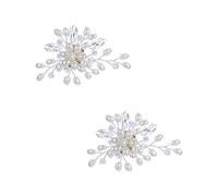 Ever Faith Women's Simulated Pearl Crystal Floral Flowers Shoe Clips Buckle Decoration for Wedding Bridal