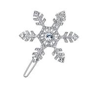 Ever Faith Women's Snowflake Head Piece Clear Rhinestone Crystal Wedding Bride Hair Clip Silver-Tone