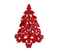 Ever Faith Women's Sparkle Rhinestone Crystal Christmas Tree Brooch Xmas Lapel Pins Red Silver-Tone