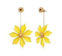 EVER FAITH Yellow Flower Dangle Earrings Boho Statement Floral Petal Drop Earrings Summer Jewellery for Women Girls