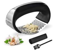 Ever Last® Garlic Press Garlic Crusher Kitchen Garlic Rocker | 304 Stainless Steel | Premium Quality, Ginger Crusher, Ergonomic Handle Garlic Peeler, Cleaning Brush, Easy to Use & Clean Kitchen Tool