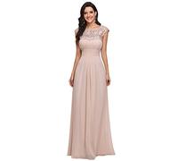Ever-Pretty Bridesmaid Dresses Women's Lacey Neckline Open Back Ruched Style Autumn Dresses Blush 14UK