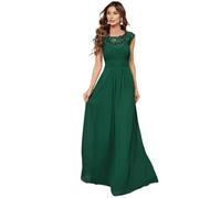 Ever-Pretty Bridesmaid Dresses Women's Lacey Neckline Open Back Ruched Style Autumn Dresses Dark Green 22UK