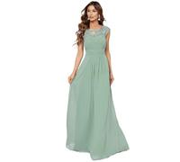 Ever-Pretty Bridesmaid Dresses Women's Lacey Neckline Open Back Ruched Style Autumn Dresses Mint Green 14UK