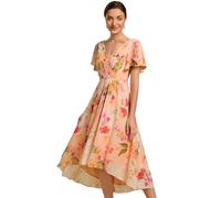 Ever-Pretty Cocktail Dress Prom V-Neck A-Line Dress Ruffles Sleeve Knee Length for Prom Homecoming Peach Fuzz 16