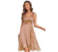 Ever-Pretty Cocktail Sleeveless Shiny Swing Party Evening Bridesmaid Dress for Women Rose Gold 12UK