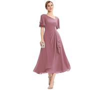 Ever-Pretty Mother of The Bride Dress Maxi Length Asymmetrical Neckline Ruffled Hem Orchid 18