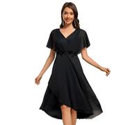 Ever-Pretty Mother of The Bride Outfits Midi Length Applique Batwing Sleeves Black 18