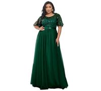 Ever-Pretty Plus Size Ladies Floor Length Long Evening Dress for Weddings Dark Green 24UK