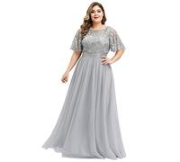 Ever-Pretty Plus Size Ladies Floor Length Long Evening Dress for Weddings Grey 24UK