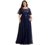 Ever-Pretty Plus Size Ladies Floor Length Long Evening Dress for Weddings Navy Blue 20UK