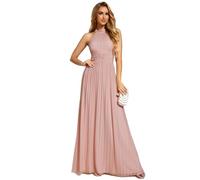 Ever-Pretty Prom Dress Halter Neck Pleated Glittery Formal Evening Dress with Empire Waist Pink 20UK