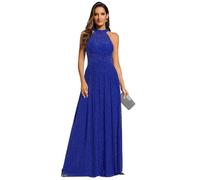 Ever-Pretty Prom Dress Halter Neck Pleated Glittery Formal Evening Dress with Empire Waist Sapphire Blue 8
