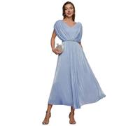 Ever-Pretty V-Neck Chiffon Midi Wedding Guest Dress Shimmer Tea-Length Formal Evening & Mother of the Bride Dresses Dusty Blue 8UK
