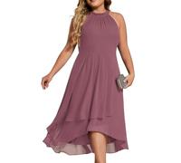 Ever-Pretty Wedding Guest Dress Plus Size Midi Elegant Sleeveless Halter Neck Orchid 18