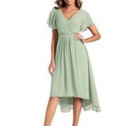 Ever-Pretty Wedding Guest Dresses for Women UK V-Neck Midi Dress Cocktail Dress Mint Green 24