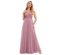 Ever-Pretty Women Dress Maxi Bridesmaid Dress Sparkle Tulle Sleeveless with Double V and High Slit High Waist Design Long Evening Dress Orchid 12UK