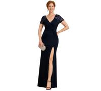 Ever-Pretty Women Dress Maxi Evening Dress with V-Neck and Short Sleeve Mother of The Brides Dress Fishtail and High Slit Dress Navy Blue 18UK