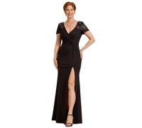 Ever-Pretty Women Dress Maxi Evening Dress with V-Neck and Short Sleeve Mother of The Brides Dress Fishtail and High Slit Dress Black 16UK