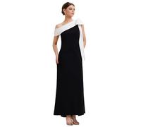Ever-Pretty Women Evening Dress Floor Length Wedding Guest Dresses Knit Asymmetrical with Empire Waist and Sleeveless Ivory and Black 18UK
