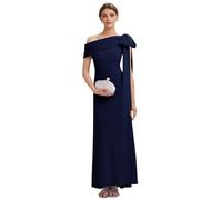 Ever-Pretty Women Evening Dress Floor Length Wedding Guest Dresses Knit Asymmetrical with Empire Waist and Sleeveless Navy Blue 12UK