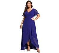 Ever-Pretty Women Plus Size Bridesmaid Dress Chiffon Asymmetric Ruffle Sleeves Sapphire Blue 18