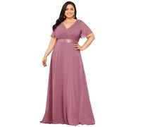 Ever-Pretty Women Plus Size Empire Waist V Back Bridesmaid Dress with Short Sleeves Orchid 18UK