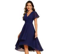 Ever-Pretty Women Wedding Guest Dress Floral V Neck High Low Navy Blue 16