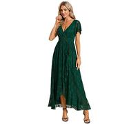 Ever-Pretty Women's A Line Empire Waist V Neck Lace High-Low Elegant Evening Dresses Dark Green 28UK