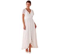 Ever-Pretty Women's A Line Empire Waist V Neck Lace High-Low Elegant Evening Dresses White 14UK