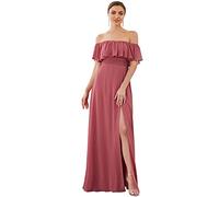 Ever-Pretty Women's A Line Off The Shoulder Prom Dresses Thigh High Slit Came Brown 22