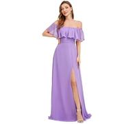 Ever-Pretty Womens A Line Off The Shoulder Prom Dresses Thigh High Slit Lvory 8