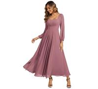 Ever-Pretty Women's Bridesmaid Dress Chiffon Long Sleeve Square Neck Empire Waist ES02522