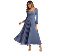 Ever-Pretty Women's Bridesmaid Dress Chiffon Long Sleeve Square Neck Empire Waist ES02522
