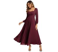 Ever-Pretty Women's Bridesmaid Dress Chiffon Long Sleeve Square Neck Empire Waist ES02522
