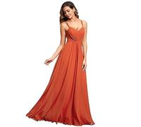 Ever-Pretty Women's Chiffon Adjustable Spaghetti Strap Deep V-Neck Backless Bridesmaid Dress Burnt Orange 18UK