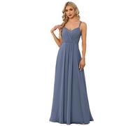 Ever-Pretty Women's Chiffon Adjustable Spaghetti Strap Deep V-Neck Backless Bridesmaid Dress Dusty Navy 6UK