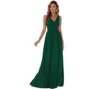 Ever-Pretty Women's Classic V Neck Elegant Empire Waist Chiffon A Line Bridesmaid Dresses Dark Green
