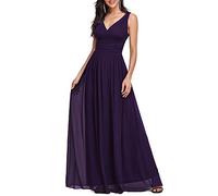 Ever-Pretty Women's Classic V Neck Elegant Empire Waist Chiffon A Line Bridesmaid Dresses Dark Purple