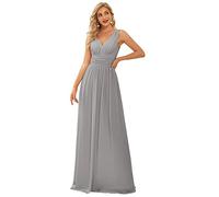 Ever-Pretty Women's Classic V Neck Elegant Empire Waist Chiffon A Line Bridesmaid Dresses Grey