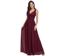 Ever-Pretty Women's Classic V Neck Elegant Empire Waist Chiffon A Line Formal Party Dresses Burgundy