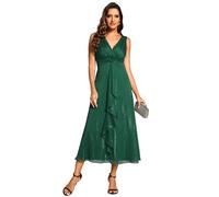 Ever-Pretty Women's Cocktail Dress Glitter Sleeveless Swing Party Dress Waist Knot Design Dark Green 8UK
